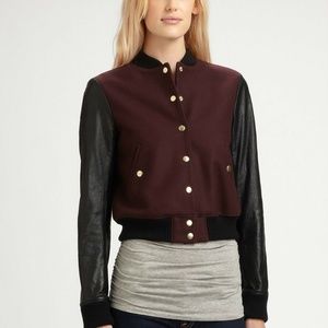 Theory Dex Varsity Leather Jacket Large L